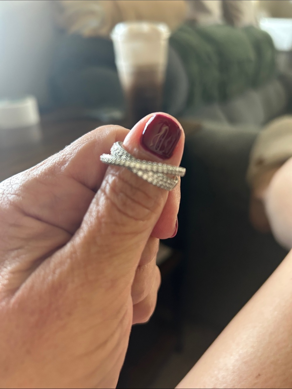 Pandora Silver Pavé Crossover Ring with Clear Stones